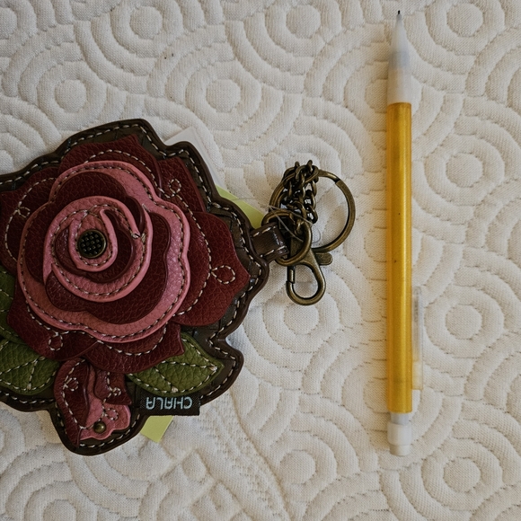 Chala Key Ring Rose Coin Purse - Picture 2 of 4
